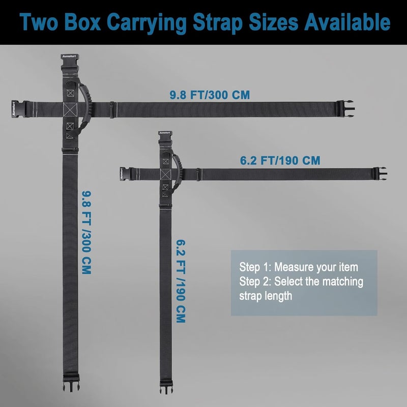 Aurosturt Box Carrying Strap with Handle 9.8 Feet Adjustable Straps for Battery Box Handheld Belt Carry Straps for Safely Moving and Lifting Heavy Boxes (Black, 9.8FT) - Image 5